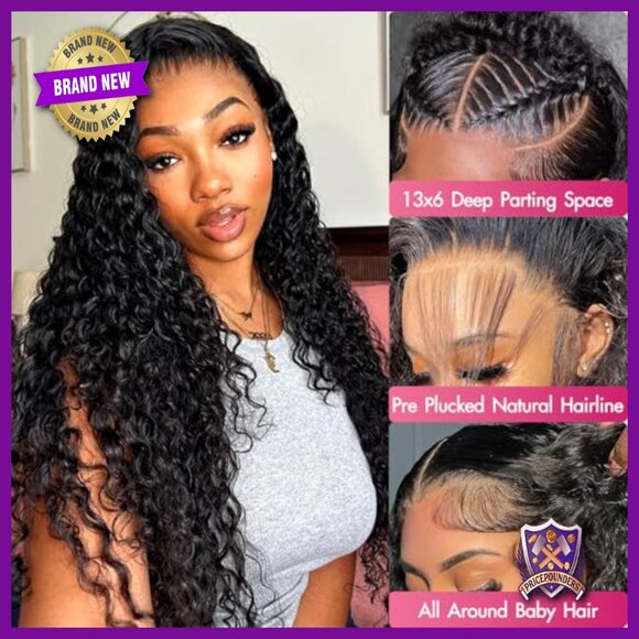 30 Inch Water Wave Human Hair Wig 13x6 HD Lace Front Glueless Brazilian Curly main image 4